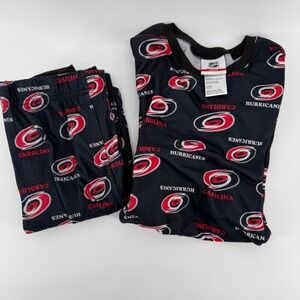 Youth L Carolina Hurricanes Pajama Set Long Sleeve Pants Black Red NHL Hockey